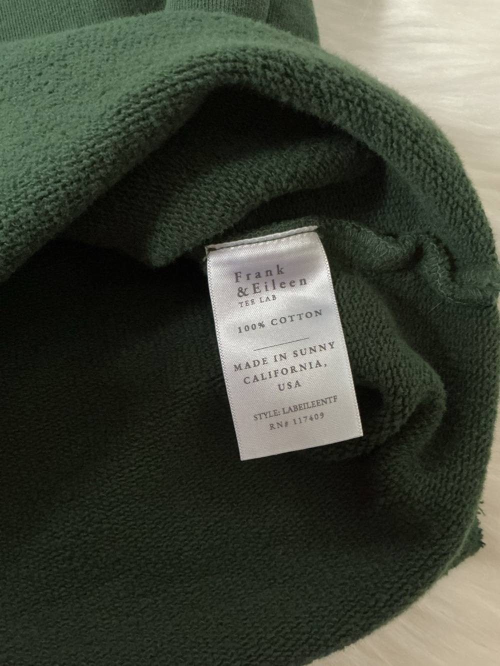 Frank & Eileen Triple Fleece Sweatshirt Dark Green Button-Up Size XS - Picture 6 of 6